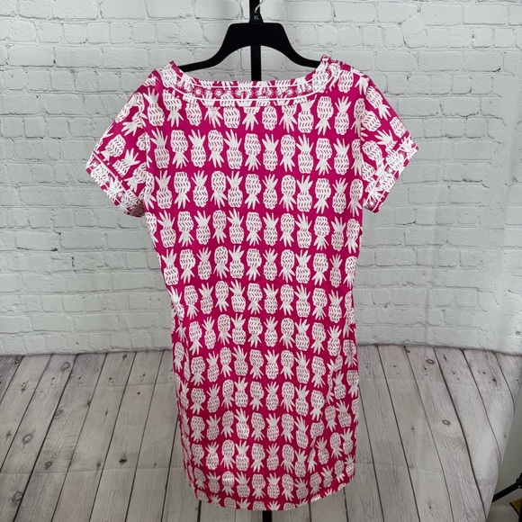 Cappagallo Short Sleeve Pink and White Pineapple Dress Size 14 - Picture 5 of 7